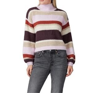 Louna Fuzzy Sweater Size S Small Mock Neck Cropped Multicolored